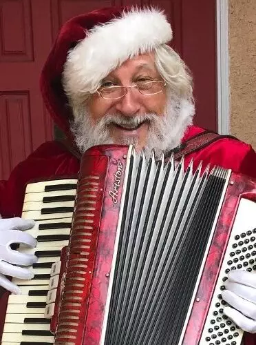A Santa Claus Playing a Musical Instrument